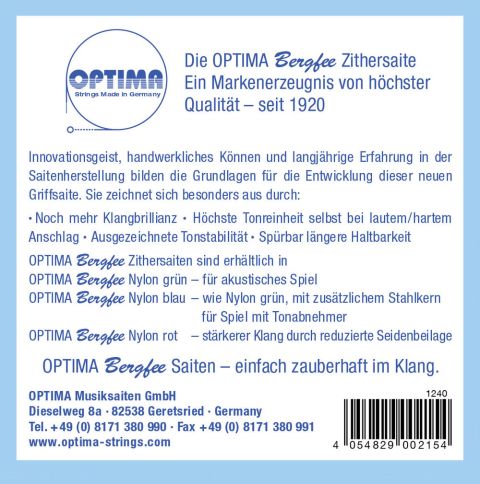 Optima struny pro Citeru Grif-struny, München ladění