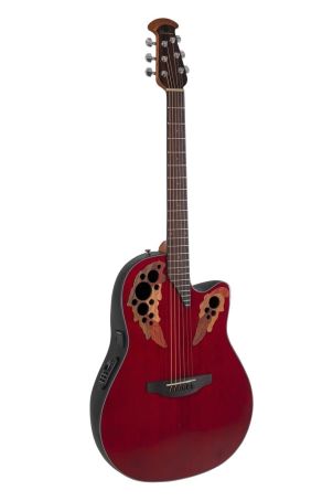 E – akustická kytara Ovation Celebrity Elite Mid Cutaway Ruby Red CE44-RR-G