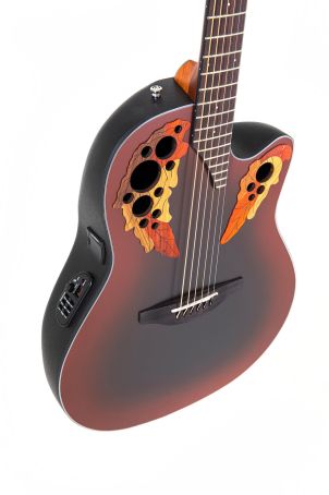 E – akustická kytara Ovation Celebrity Elite Mid Cutaway  Reverse Red Burst CE44-RRB-G